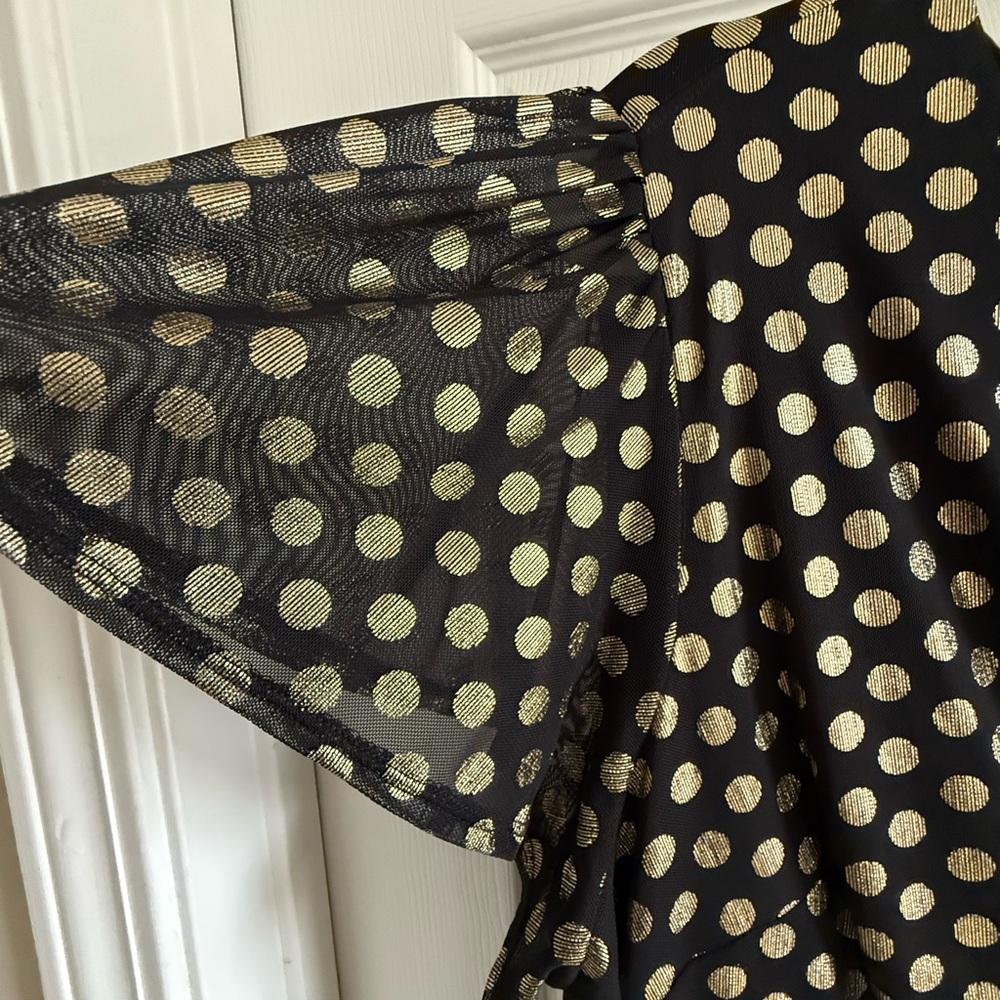 torrid Black Wrap Dress with Gold Polka Dots - Picture 5 of 5